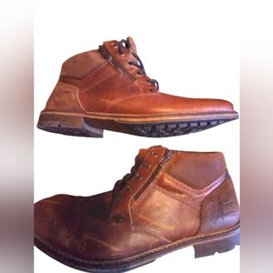 Bull Boxer Men's Brown Leather Ankle  Boots Lace Up Side Zip Size 11 Workwear